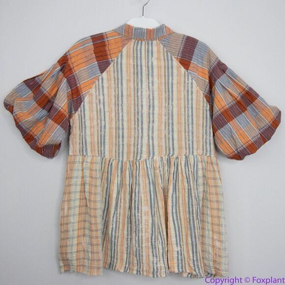 NEW Free People Moon Bay‎ Mixed Plaid Top shirt, XS - Picture 5 of 16